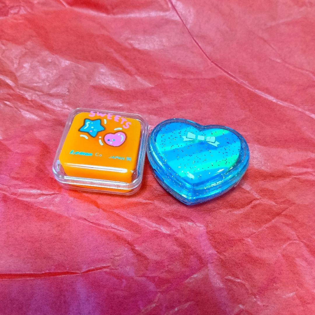 ヤ*ヨ様 ■ 昭和レトロ オレンジキャンディと青のハート型消しゴム ■