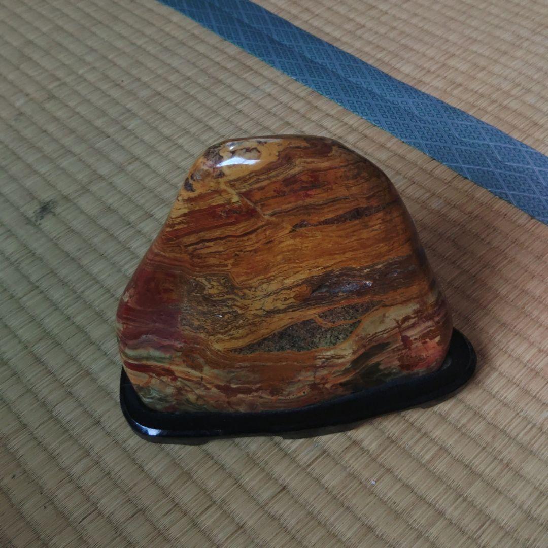 天然石 赤褐色と黄色のストライプ