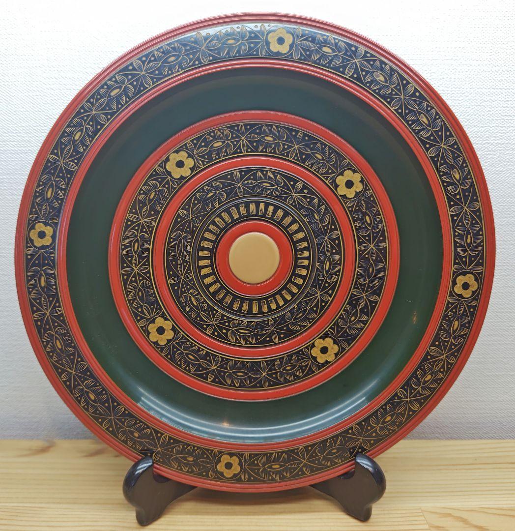 送料込【逢絢亭】茶道具 菓子器 山中塗 独楽蒔絵 裏千家書付 木製 共箱入り