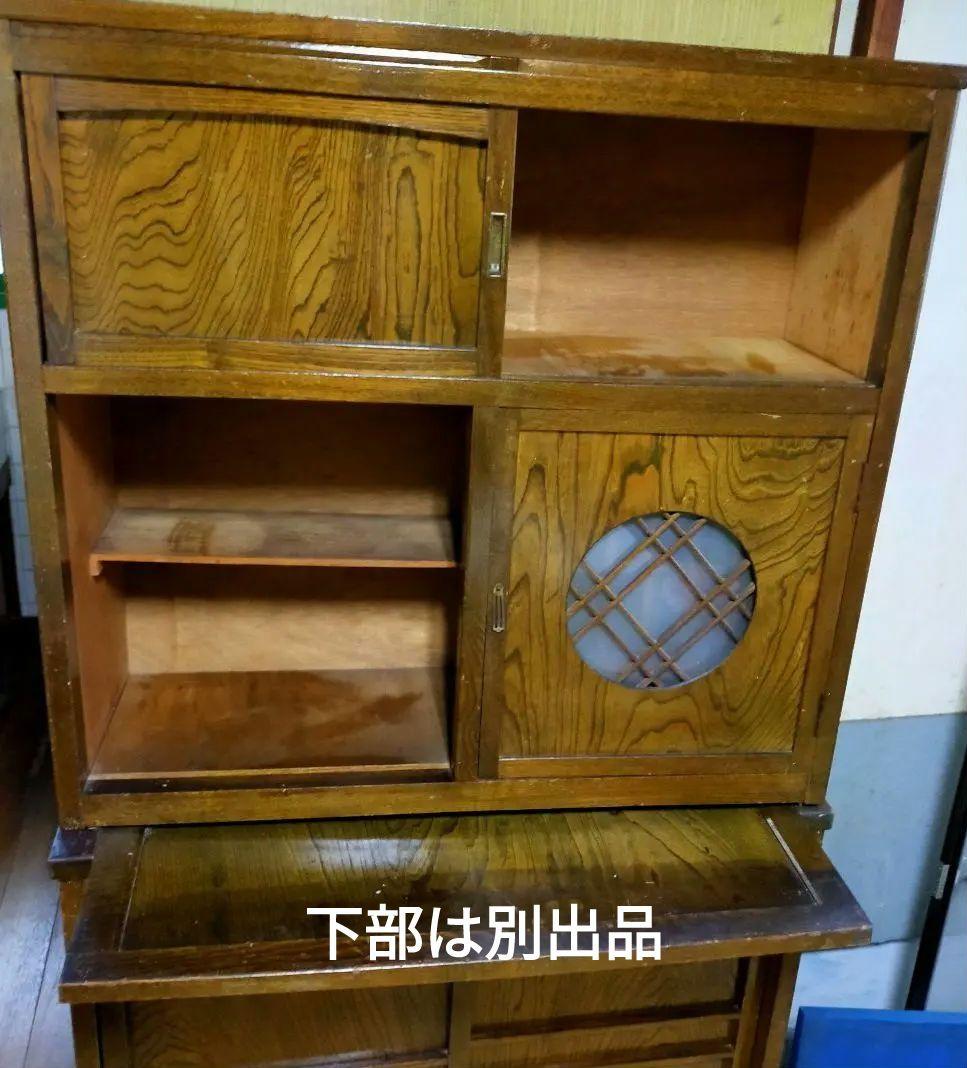 水屋箪笥上部　木製収納家具　アンティーク　引き戸