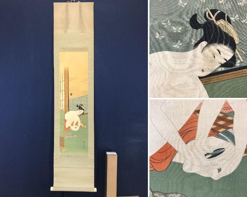 【複製】鈴木春信/浮世絵美人図/美人画/工芸品/掛軸/名家伝来/AC-546