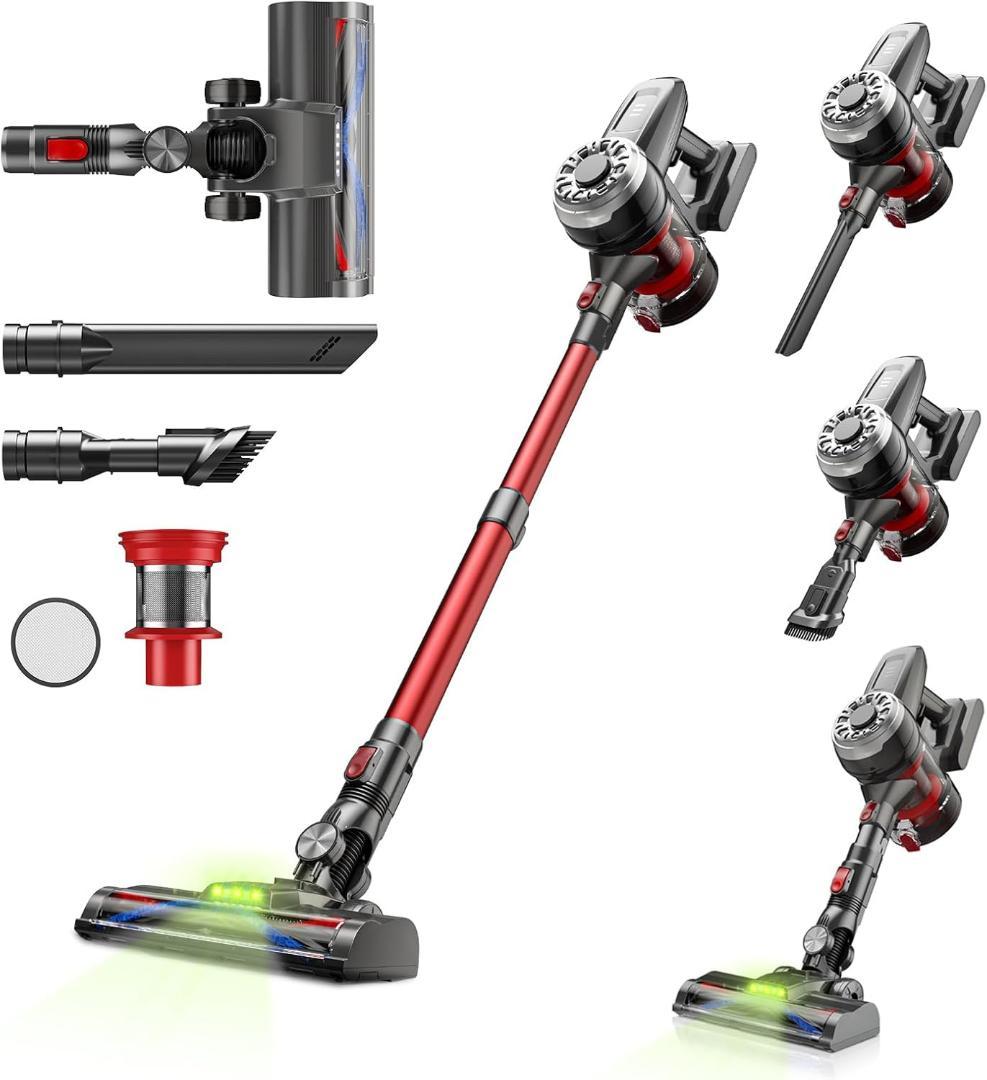 Hearten 掃除機 コードレス【超軽量自走式設計・グリーンLEDライト搭載】