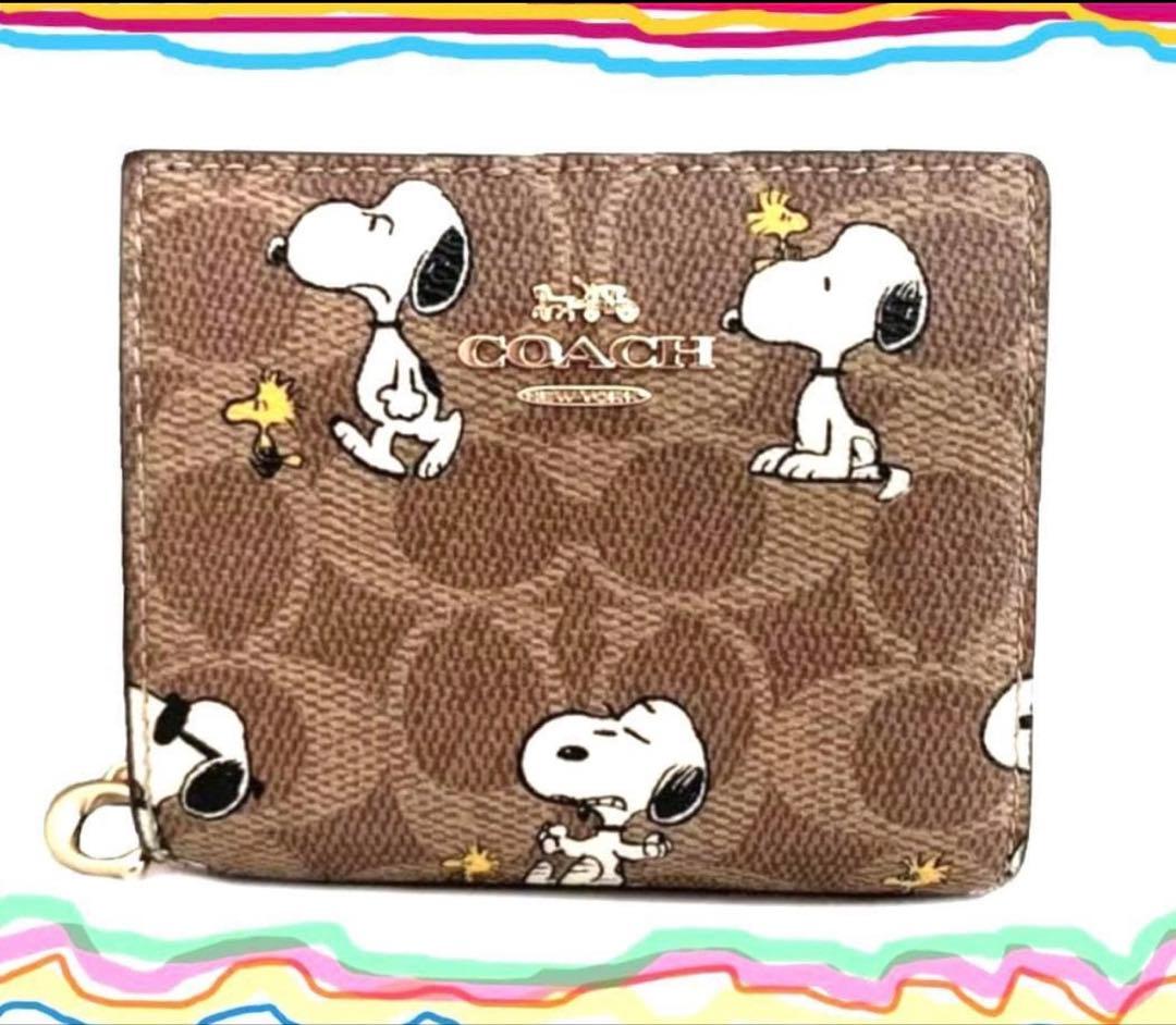 国内未入荷.COACH X PEANUTS 新作 スナップ ウォレット二つ折財布