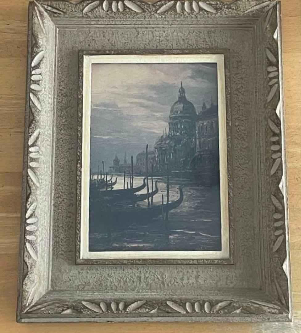 鈴木政輝 「ベニス」 油彩画 額装　昭和の絵画