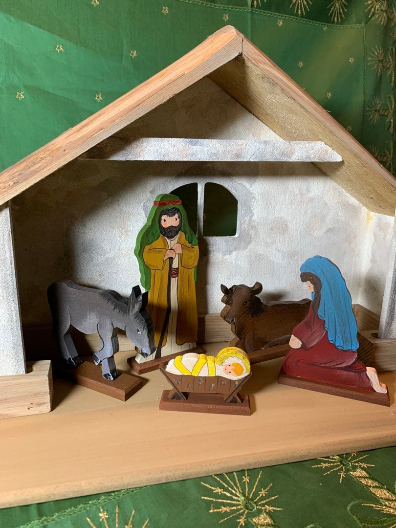 ドイツ製　木製人形　レアな大型のビンテージの手書きの￼可愛いクリッペ人形セット！