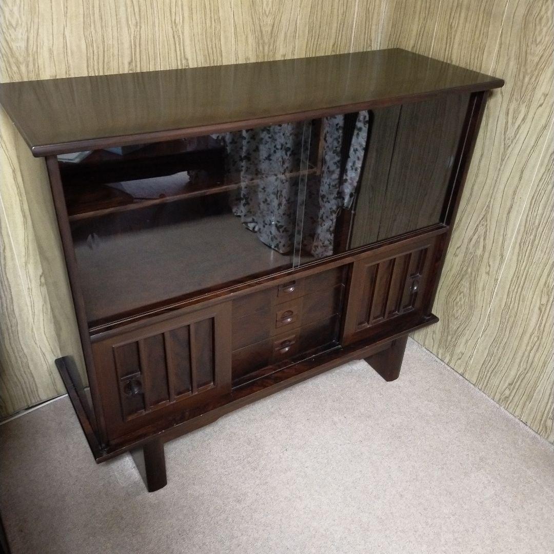 配送無料（たのメル便）　サイドボード　昭和レトロ　ブラウン　引取りも可能