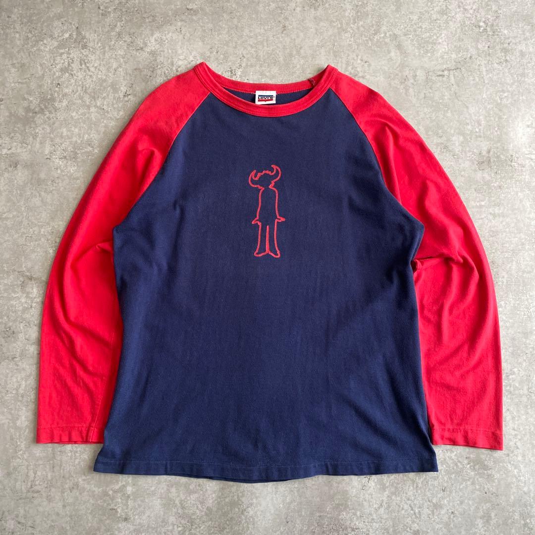 90s 00s ジャミロクワイ×リーバイス ラグラン Tシャツ 紺×赤 M