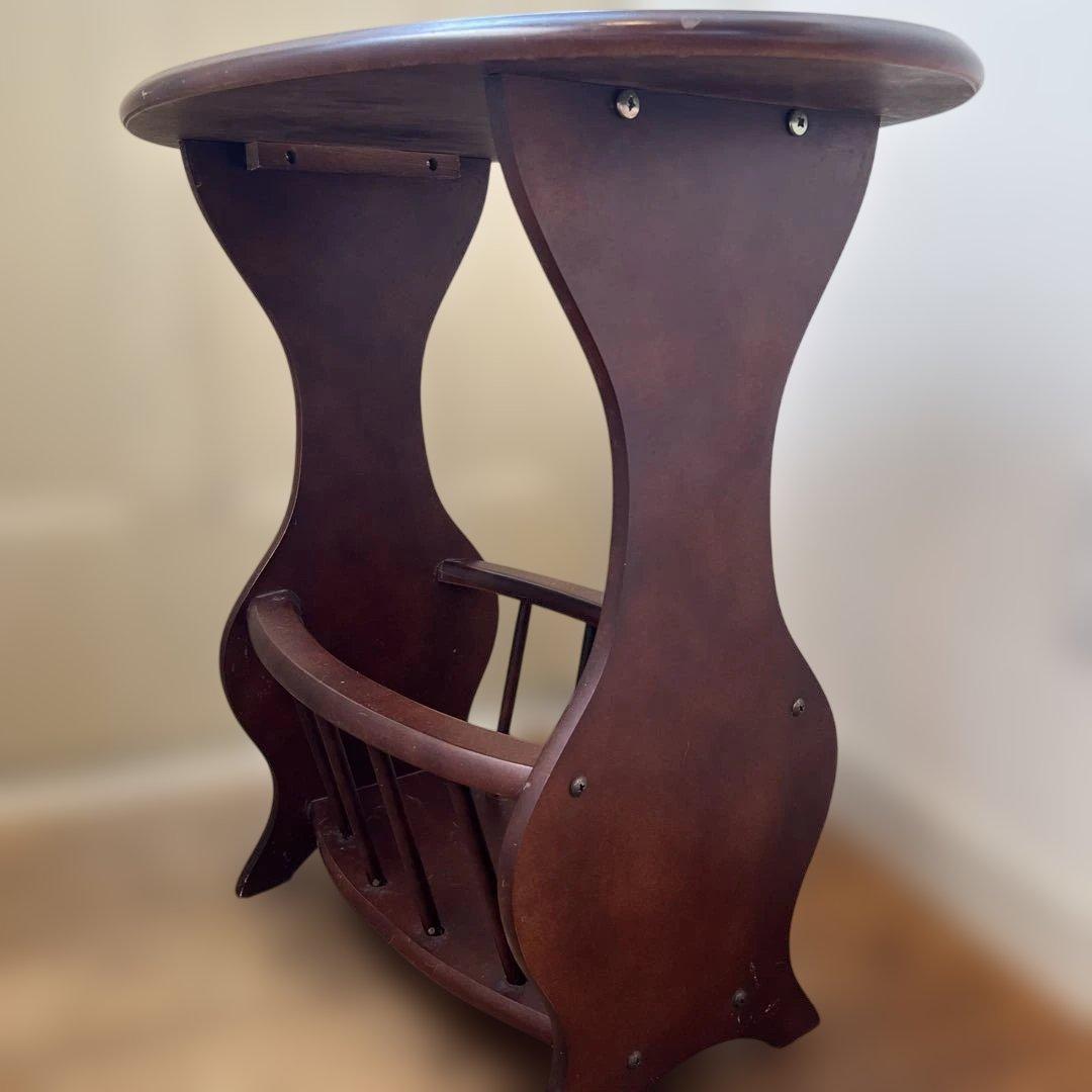 英国ビンテージダークブラウン楕円形サイドテーブル