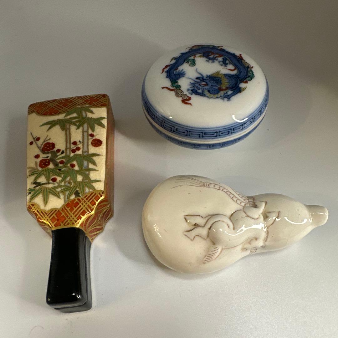 茂右衛門 前田宝泉 古董　古美术 人間国宝 十三代柿右衛門・濁手 香合 龍紋