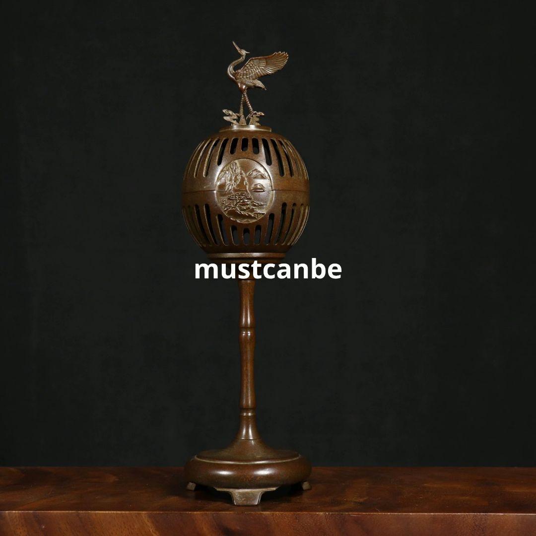 銅 細工 鶴守宮灯香炉 室内檀香香炉 禅意 置物 装飾品 工芸品