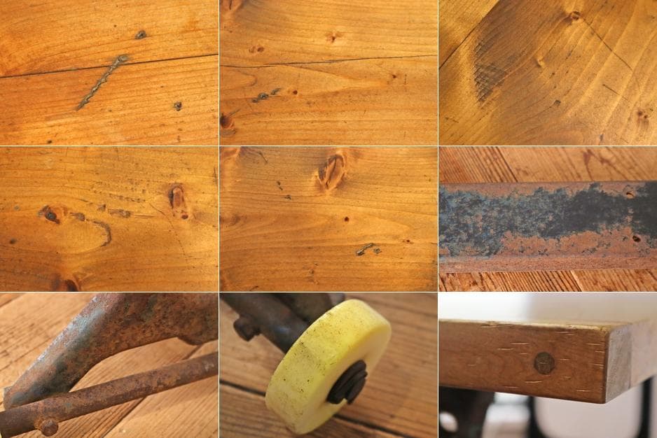 ヴィンテージ 作業台 テーブル 机 展示台 インダストリアル 天板 無垢材