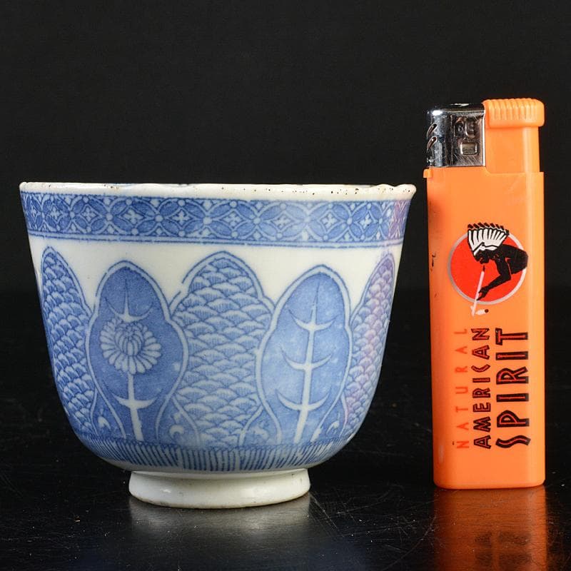 瀬戸焼　染付印判手　煎茶器　十二客　N　R7222B