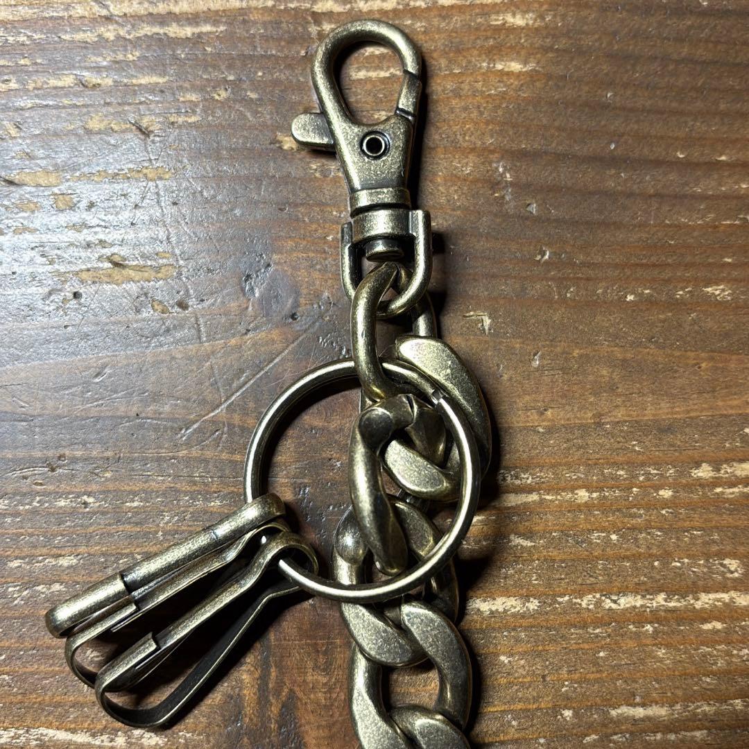 1点のみたつのハンドワックスレザー茶芯トラッカーウォレットチェーンセット