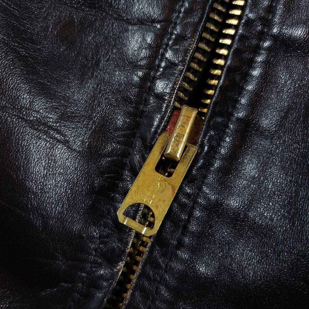 60~70s 希少 シングルレザーライダース 五角形TALON 逆ハの字ジップ