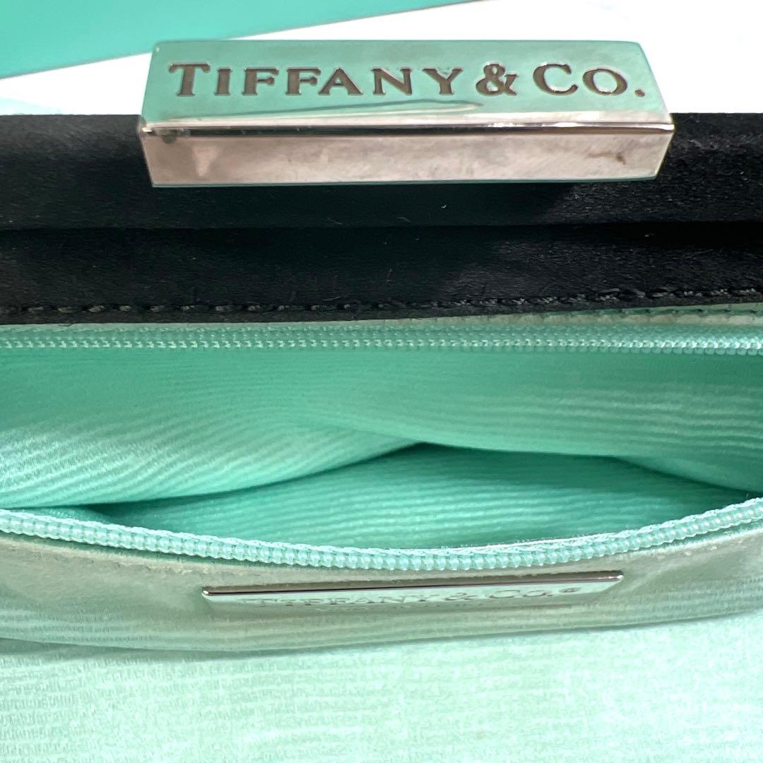 希少 ティファニー パーティーバッグ クラッチバッグ ブラックティファニーブルー