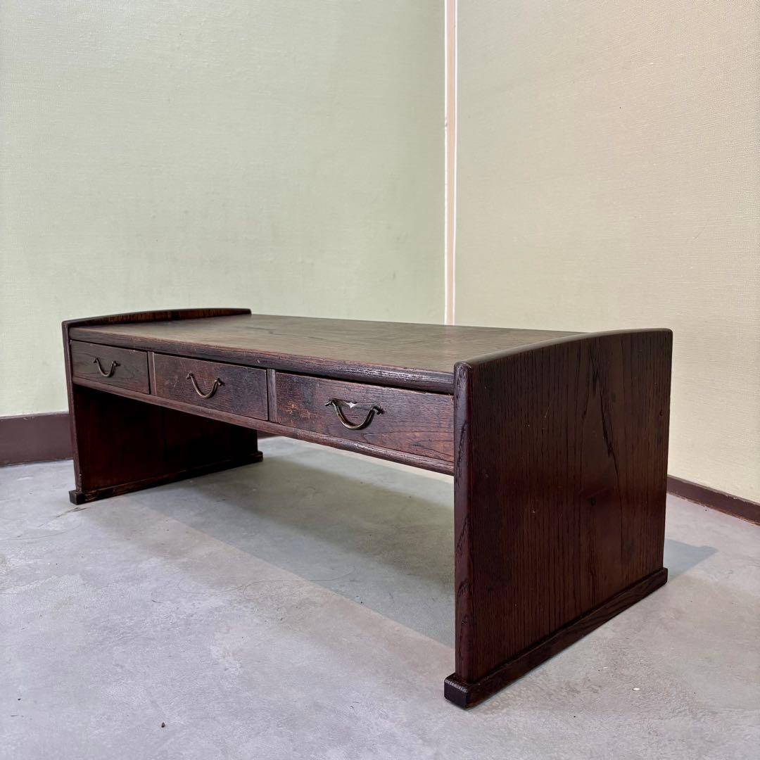 古家具　アンティーク机　ローテーブル　小引き出し３杯　和モダン　飾り台