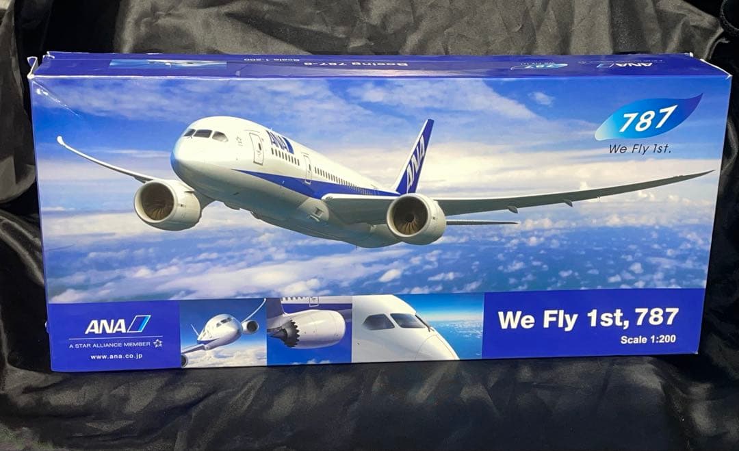 [非売品/美品]1/200ANA B787-8 We fly 1st 木製台座