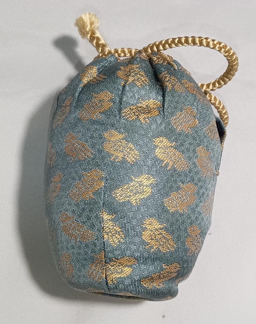 茶道具　丹波立杭焼　市野信水作　丹波焼肩衝茶入鴛鴦金襴仕覆付　未使用超美品！！