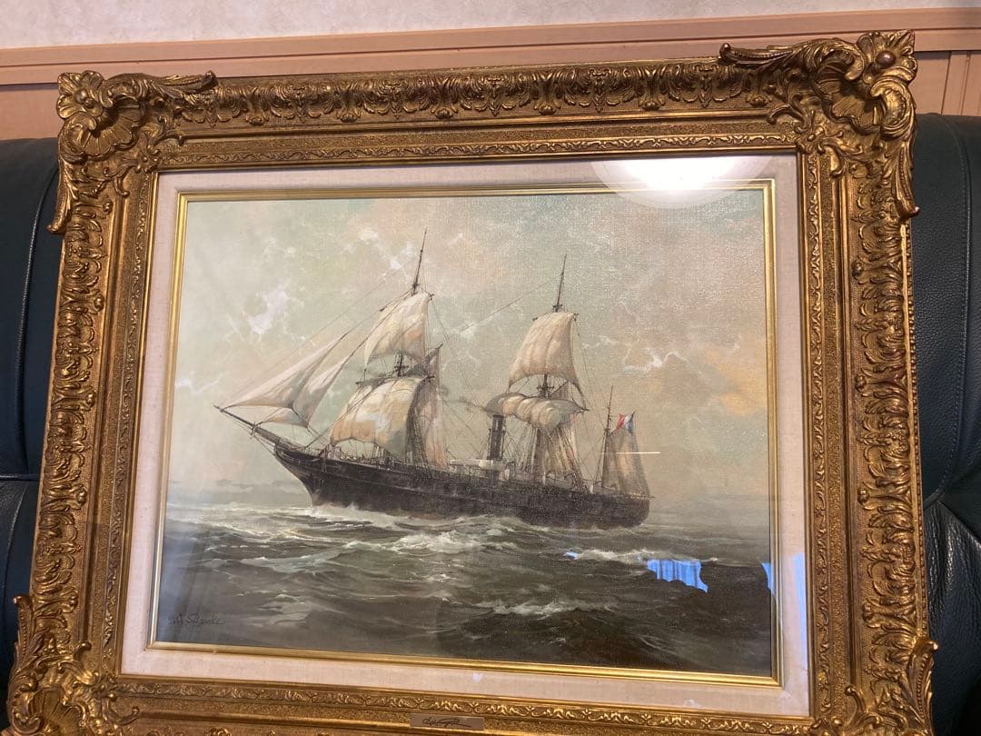 風*様 油彩画肉筆　海洋画家　鈴木政輝　作　「遥かな旅路」 41cm×53cm