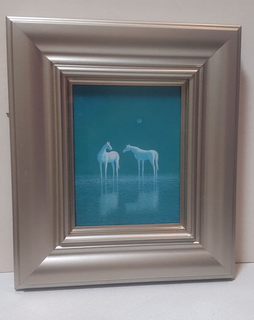 富谷一明 油彩画（２頭の馬）0号サイズ