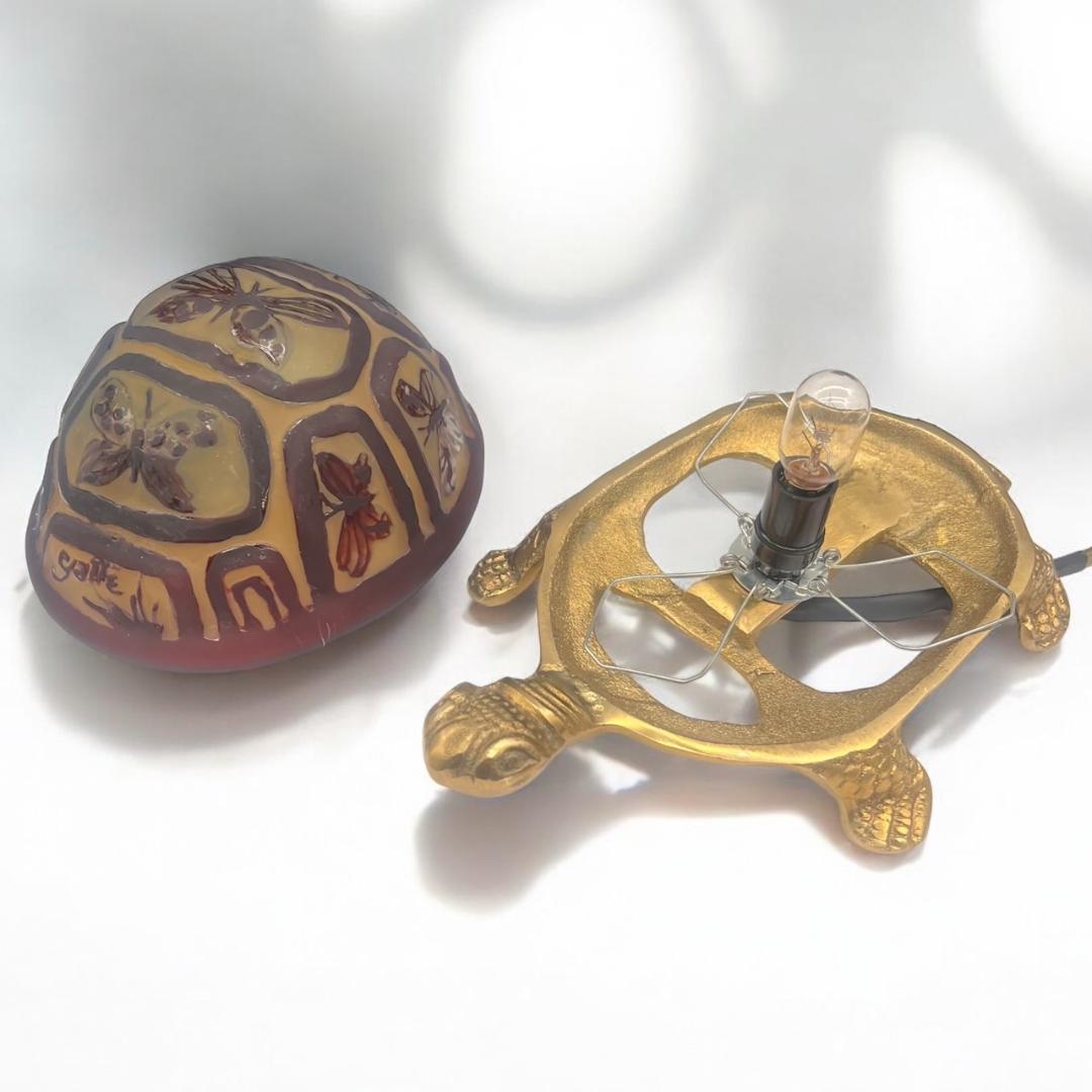 ◆証明書付◆Emile Galleエミールガレ　亀　卓上ランプ　カメオ彫り