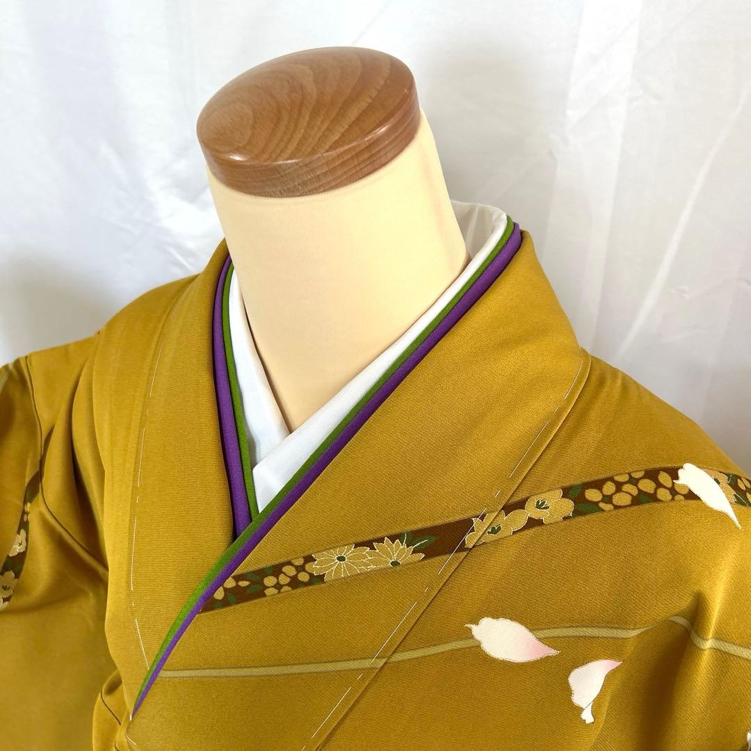振袖☆成人式【正絹】☆身丈167 ☆黄土色系　★中古