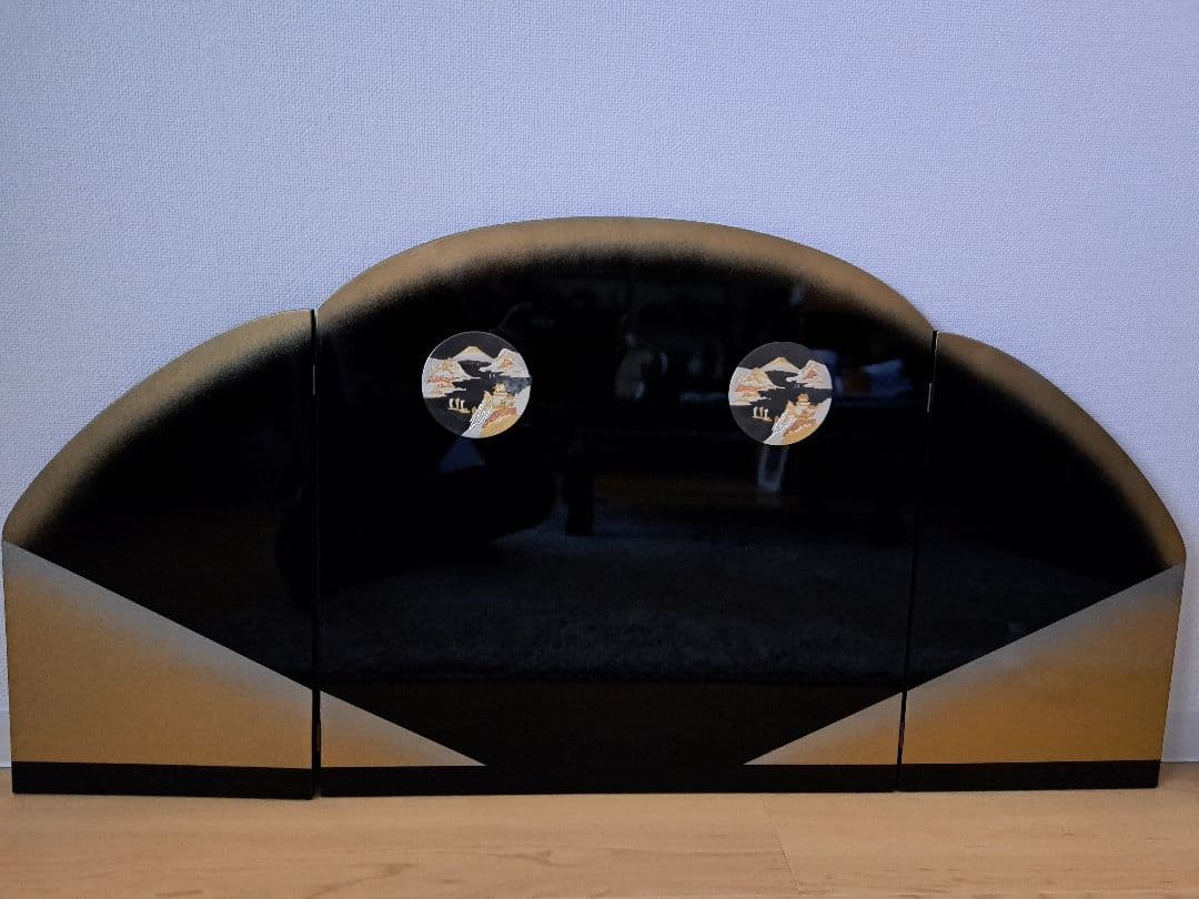 芳春刀彫金屏風 城湾富士 絢爛豪華