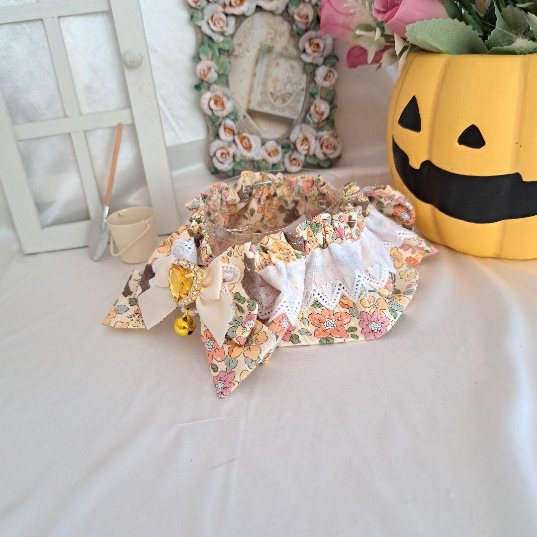 幅広シュシュ、ハロウィン限定、スイートロリータ(イエロー)わんちゃん猫ちゃん用