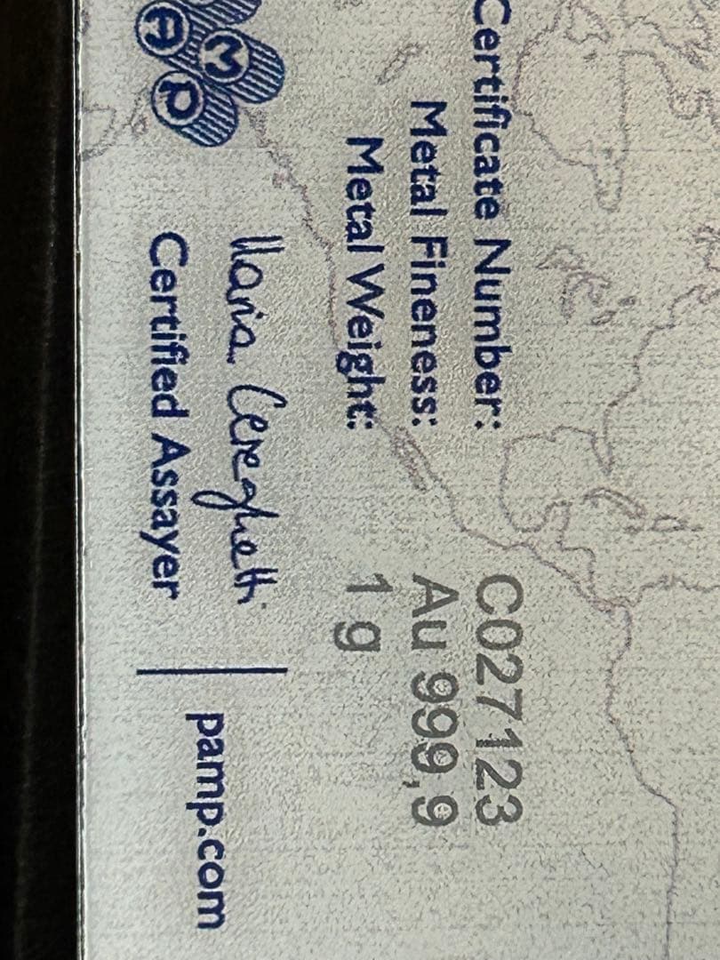 24金　純金　PAMP 999.9純金 マリアデザイン 1g