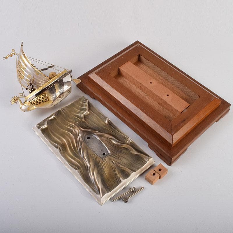 関武比古造　銀製　STERLING980　宝船　大阪尚美堂木箱　F　R9406H