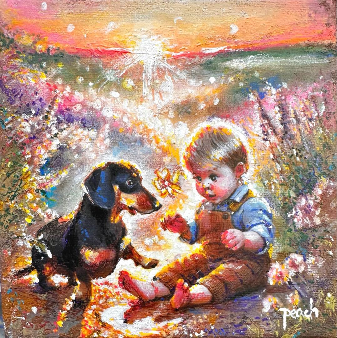 y*i様 絵画原画《輝く絆》　♡の妖精　ダックス