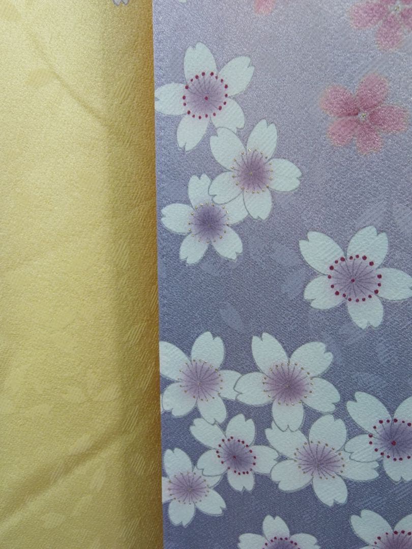 上品華やか】桜流し振袖＊金彩×金駒刺繍／黄×藤紫グラデーション＊パールトーン加工