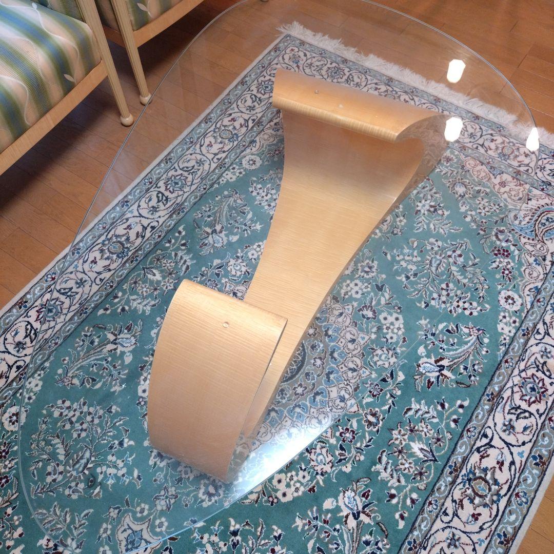 松創 ソファーテーブル センターテーブル ローテーブル ガラス シカモアメープル