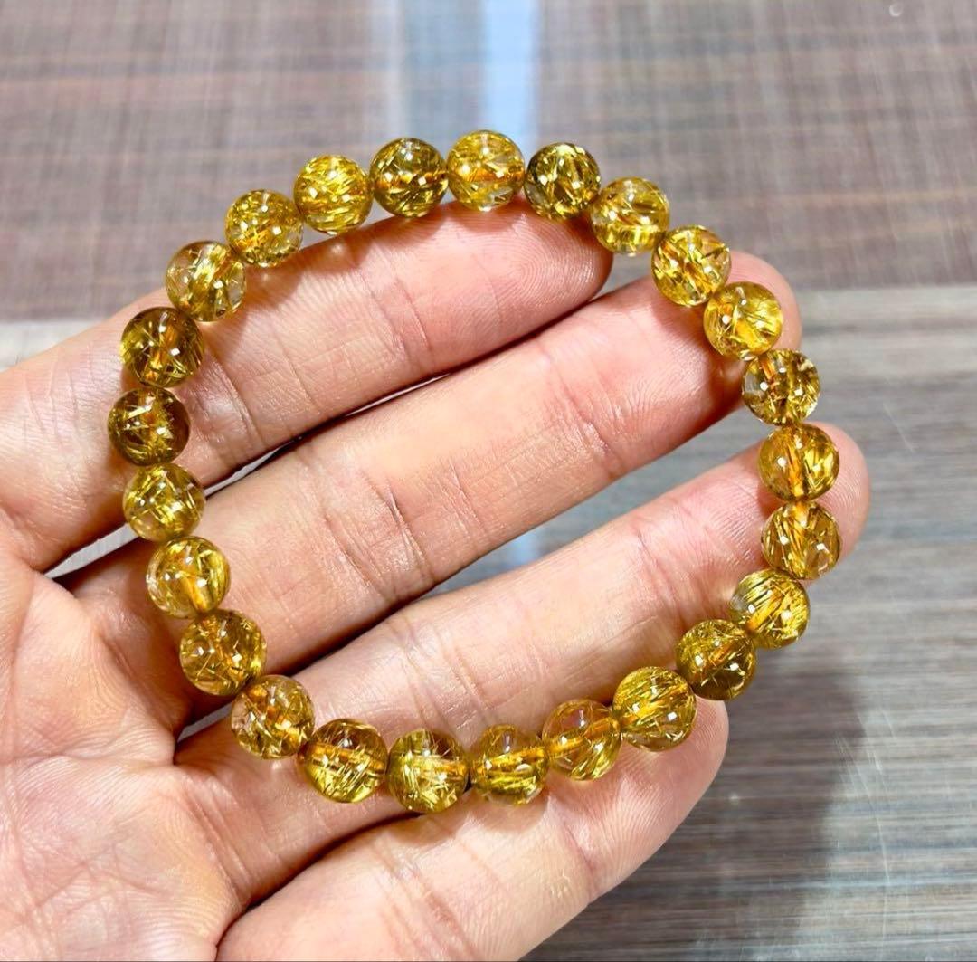 【リョ〜 】最高級 ゴールドルチルクォーツ ブレスレット 8.2mm 財運