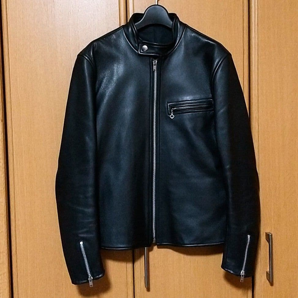Scye シングルライダースジャケット サイ 黒 ブラック 山羊革 ゴートスキン