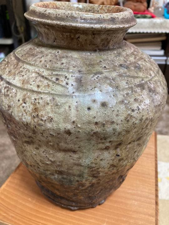 骨董　信楽焼　繪垣紋壺　花瓶　江戸時代