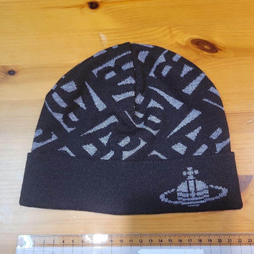 ヴィヴィアン　ニット帽　ビーニー　黒　ロゴ付き