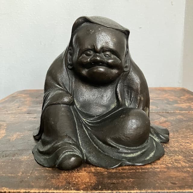 希少 ブロンズ製 達磨 古銅 個性的 時代物 骨董 アンティーク 達磨大師