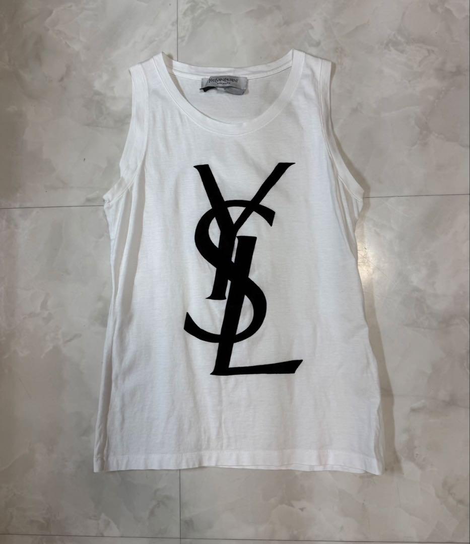 YSL イブサンローラン ノースリーブ タンクトップ ホワイト Sサイズ