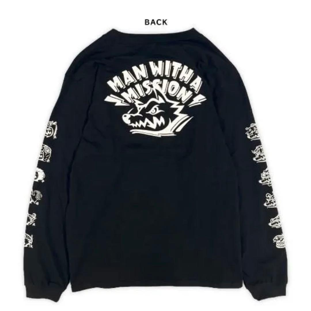 マンウィズ　Too many ゴッツ ロンT（ブラック×ホワイト）　XXL