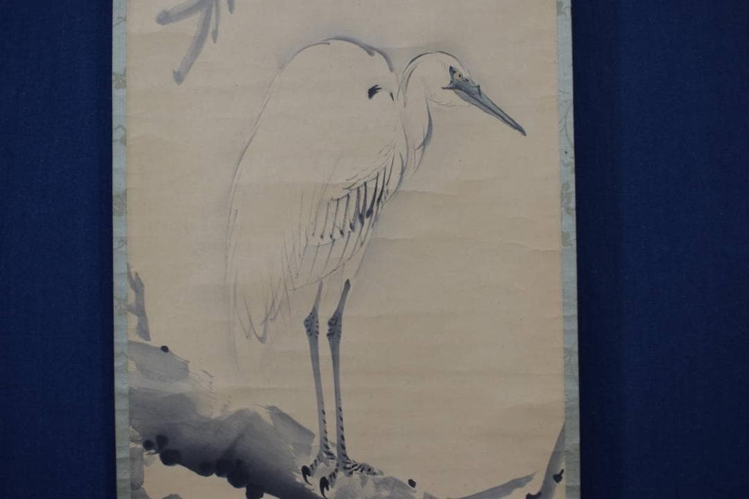 【真作】若林松渓/柳鷺之図/掛軸☆宝船☆Y-463　JM