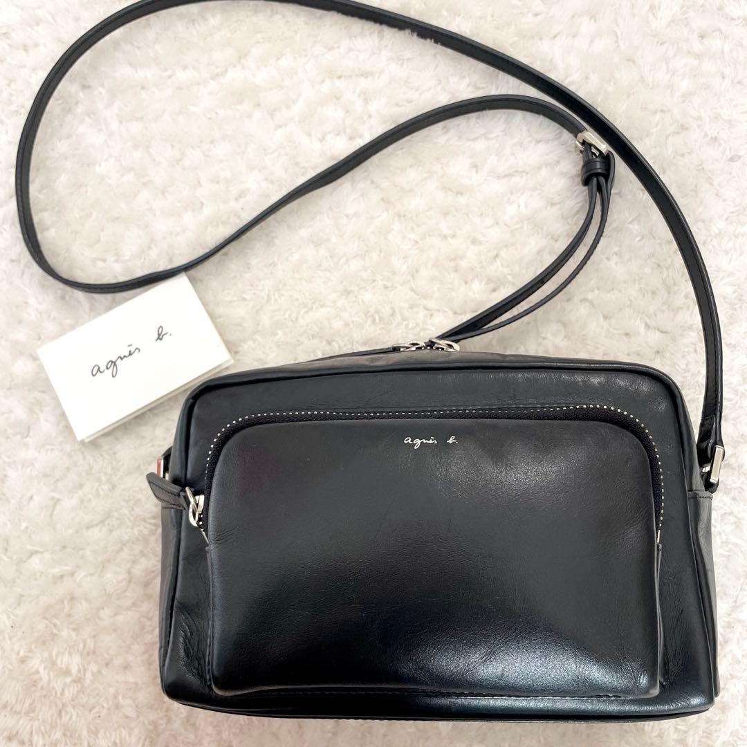 アニエスベー　レザー　アンジェル　ショルダーバッグ　カメラバッグ　牛革レザー