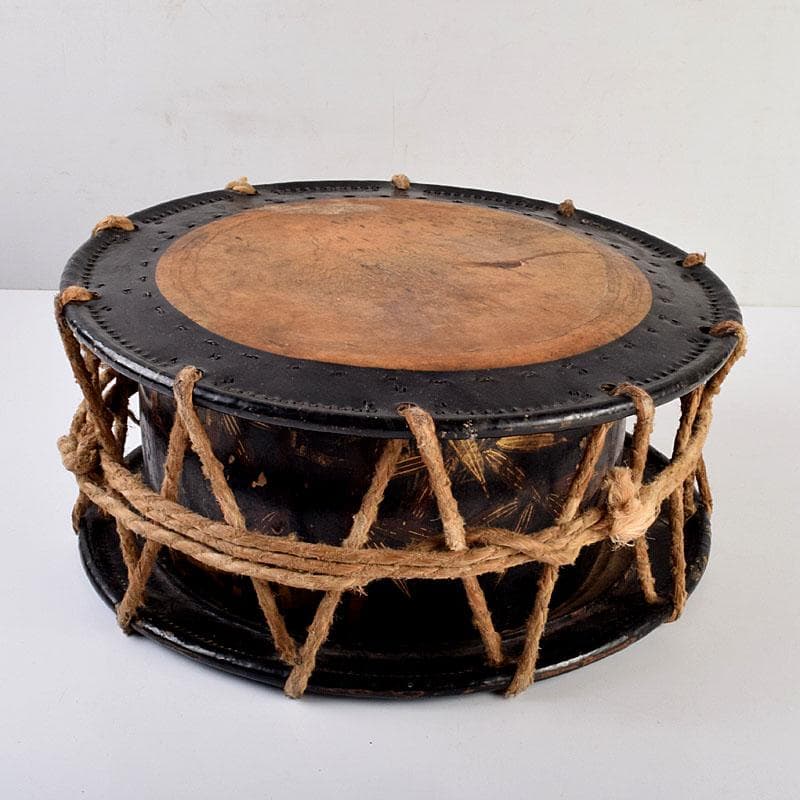 和楽器　和太鼓　締太鼓　黒漆金蒔絵胴　C　8682D