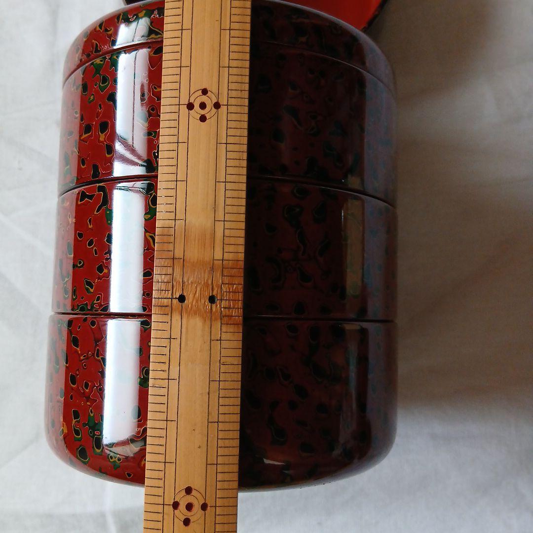 津軽塗 赤と黒の模様入り弁当重箱セット バラ売りも可