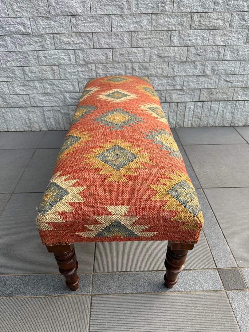 Ne WORKS キリム刺繍 木製脚ベンチスツール