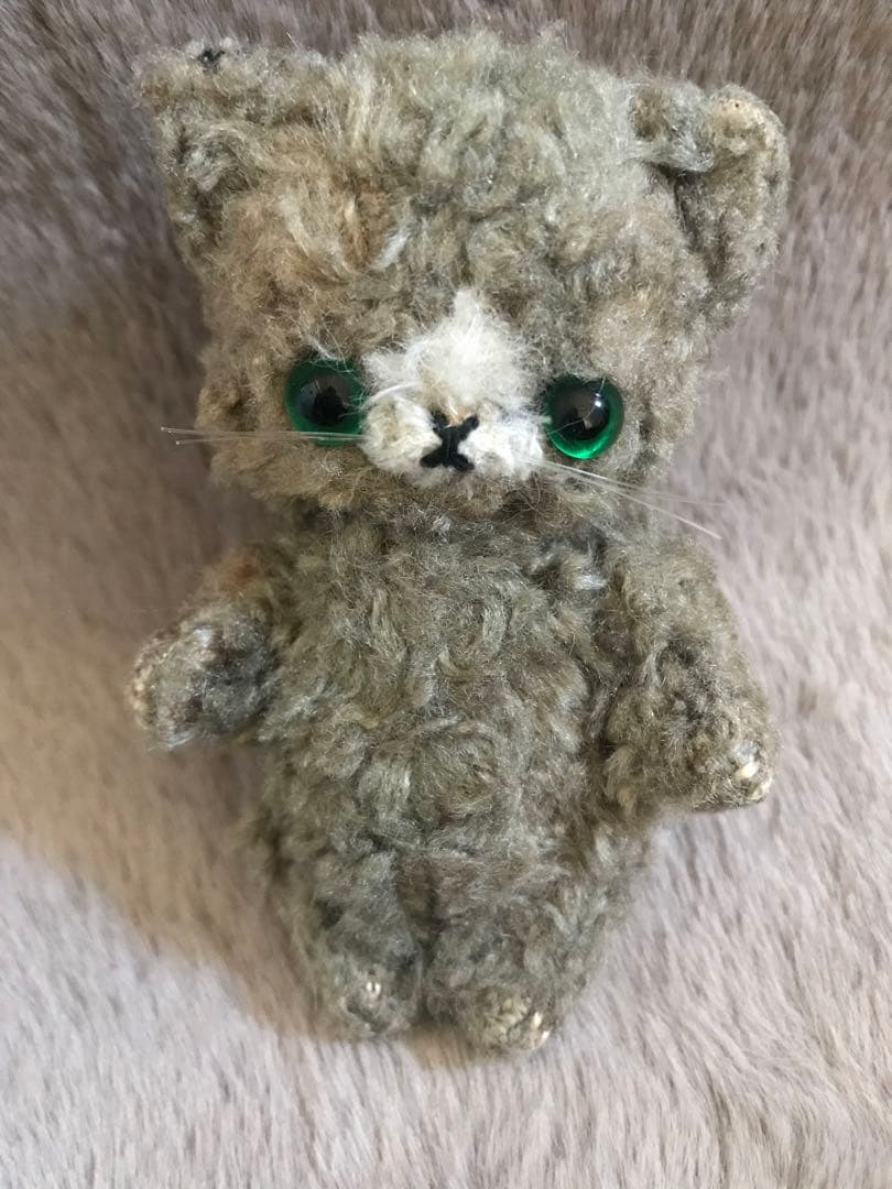 テディベア　加茂美智子　グレー　猫　ぬいぐるみ　テディベア 作家　kamo