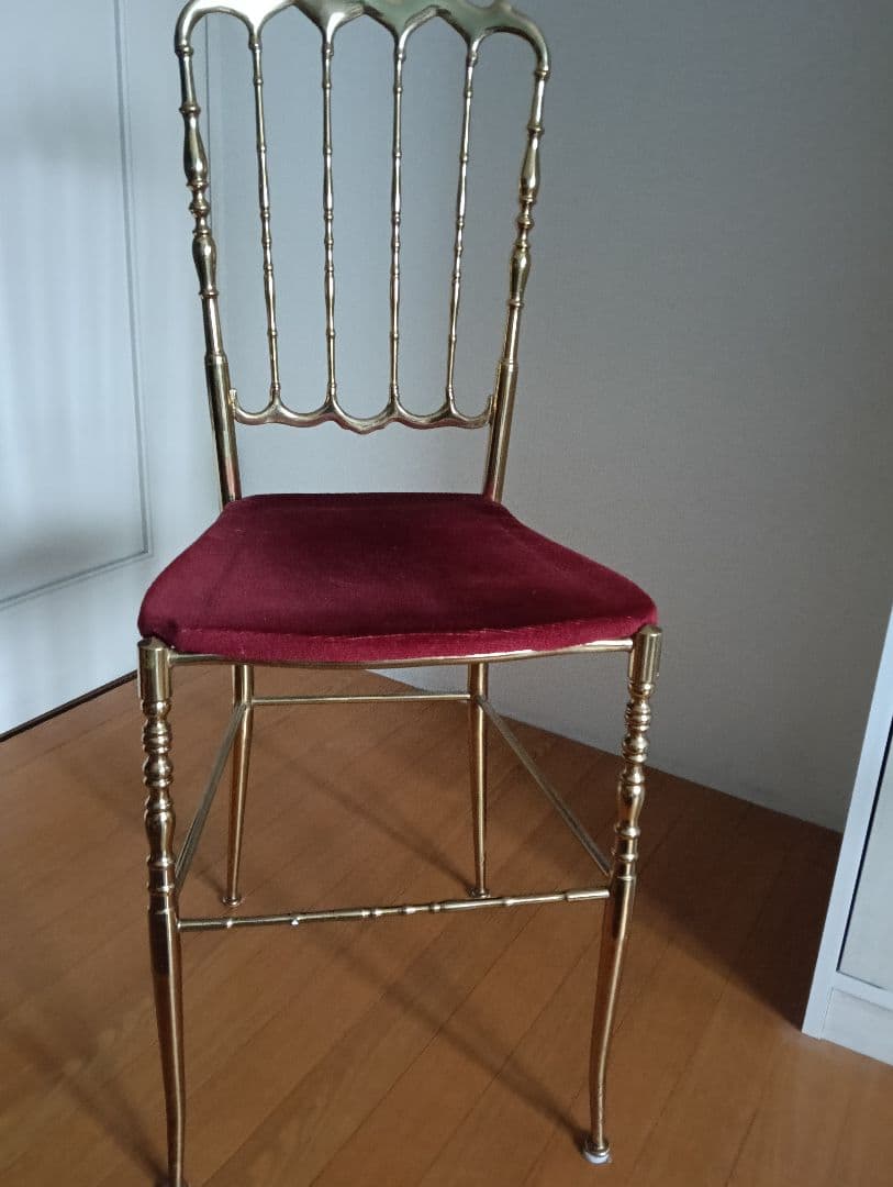 アンティーク　クラシックチェア 赤ベルベット×ゴールド