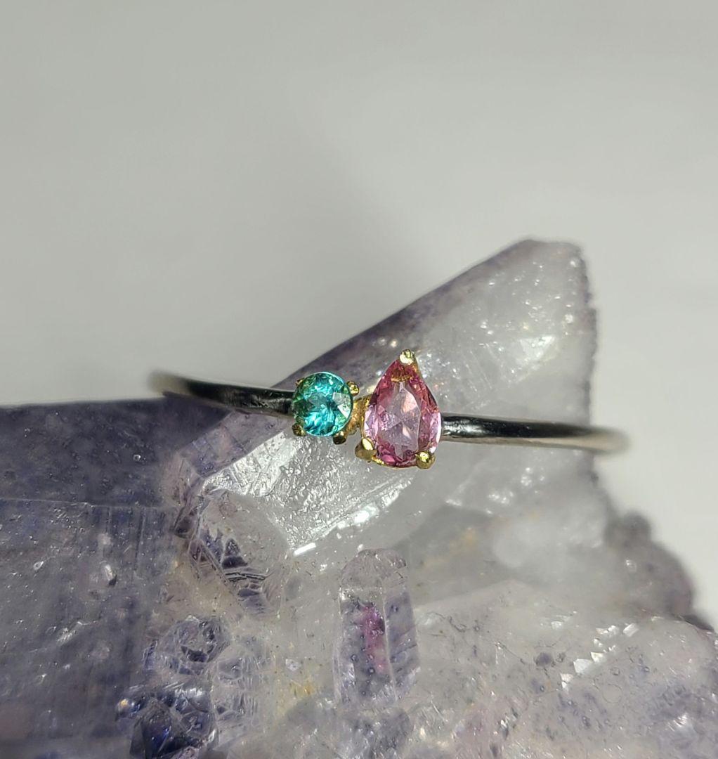 minはる★バターリャパライバトルマリン&パパラチアリングPt900★