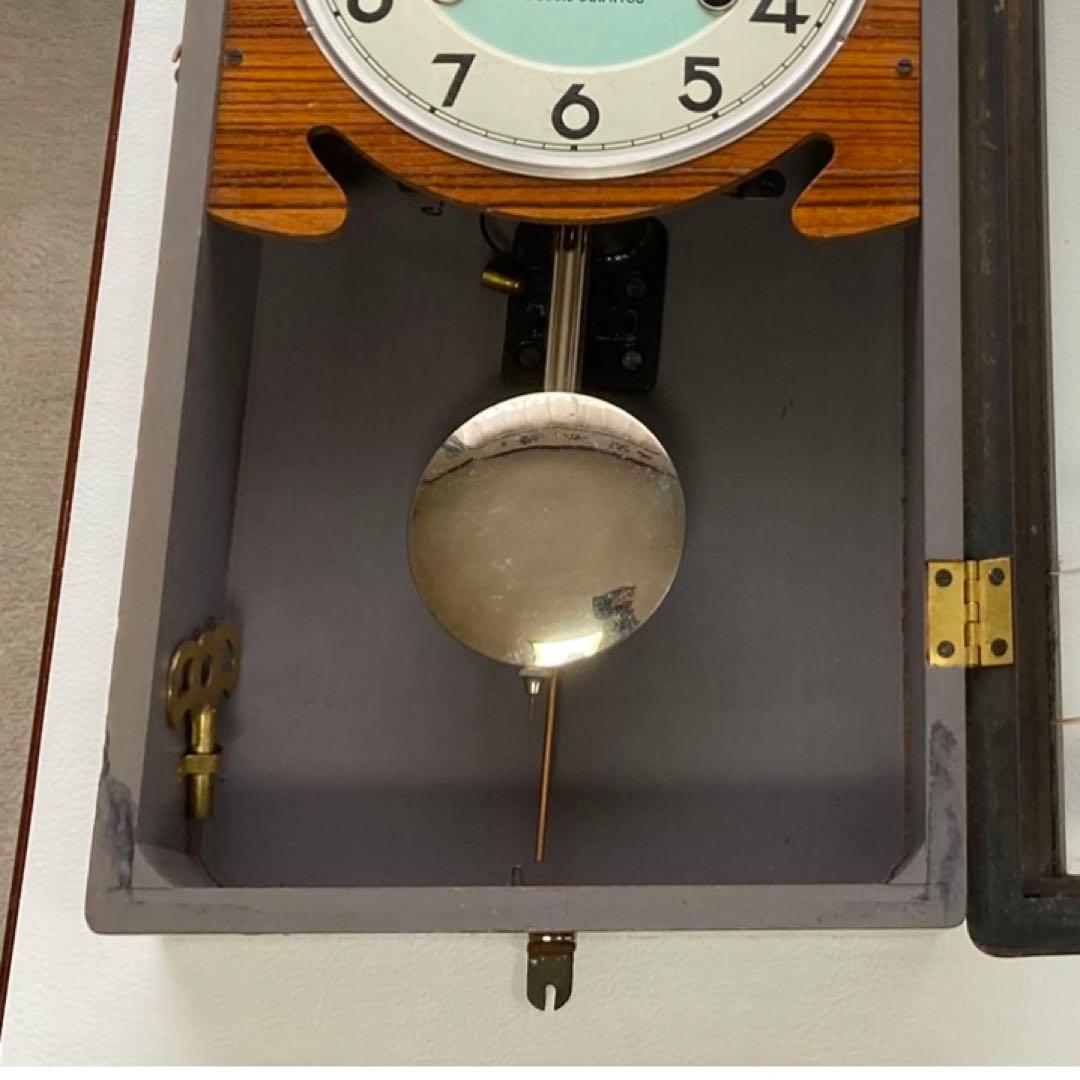 高野精密 振り子時計 柱時計 掛け時計 ゼンマイ式 木製 レトロ 稼働品