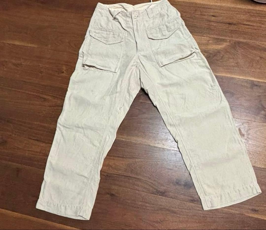 美品　45R レディース　麻ワイドパンツ